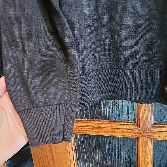 Garnet Hill Black V-Neck Button Cardigan - Picture 3 of 5